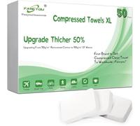 Fancyou Compressed Disposable Face Towel Large,Soft Facial Cleansing Cloths Towelettes,Thicken Washcloth Compact Portable Wash Cotton Wipes Tablets for Beauty Salon,Personal Care,Travel(50PCS Green)