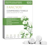 FANCYOU Compressed Face Towel 23x19cm 100 PACK Bulk Packed Facial Expandable Cleansing Towelettes Disposable Washcloth Tablets for Beauty & Personal Care