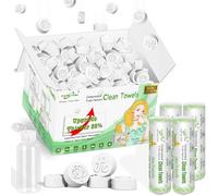 Fancyou Compressed Towels Tablets, Travel Size Washcloths with 4 Carry Case & Compact Towels Portable Cotton Wipes Coin Tissues for Mini Travel Essentials Hiking Camping Backpacking(500 PCS Green)