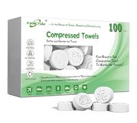 fancyou Disposable Face Towel Tablets 23x19cm 100 PACK Bulk Packed Compressed Facial Cleansing Cloths Towelettes Compact Portable Wash Tablets Coin Tissues for Personal Care