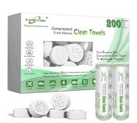 Fancyou Compressed Towels Tablets, Thick Disposable face towel Compact Portable Cotton Wipes Coin Tissues for Mini Travel Essentials, Travel Skin Care, Beauty Salon, Gym, Tattoo, Home(200 Count Green)