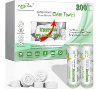 Fancyou Compressed Towels Tablets, Thick Disposable face towel Compact Portable Cotton Wipes Coin Tissues for Mini Travel Essentials, Travel Skin Care, Beauty Salon, Gym, Tattoo, Home(200 Count Green)