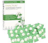 Fancyou Disposable Compressed Towels 100 PCS, Thicken Face Towel, Mini Travel Wipes Cotton Cloths Portable Hand Coin Pocket Size Tissues for Home, Camping Essentials UK,Other Outdoor Activities(Green)