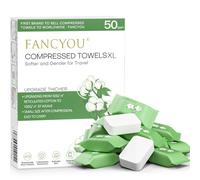 fancyou Disposable Towel Tablets 25x23cm 50 PACK Individually Wrapped Compressed Facial Tablets Portable Extendable Washcloth Cleasning Towelettes for Personal Beauty (Green)