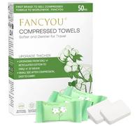 FANCYOU Disposable Towel Tablets 25x23cm 50 PACK Individually Wrapped Compressed Facial Tablets Portable Extendable Washcloth Cleasning Towelettes for Personal Beauty (Green)