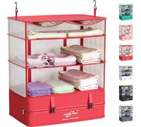 Fancyou Hanging Packing Cubes for Suitcase Organizer Bags, Upgraded Nylon Fabric Portable Closet 44 * 30 * 65cm, Compression Packing and Unpacking In One Step for Business Travel Essentials (Red)