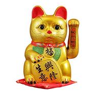 FANCYPUMPKIN 9" Waving Lucky Fortune Cat Maneki Neko Japanese Porcelain Lucky Cat H21CM