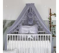 Fancyroom Baby Cot Canopy - Princess Mosquito Net, Side Canopy for Baby Room Decoration, Children's Room Premium Tulle (Light Grey)