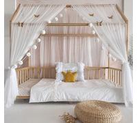 Fancyroom House Bed Canopy for Cot - White/Ecru, Princess Room (with 5 Golden Butterflies, 340 cm)