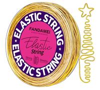 FANDAMEI 1.2mm Metallic Elastic String, Gold Stretch Cord for Craft Gift Jewelry Making, Elastic Cords Ribbon for Hair Braids, Elastic String for Bracelets, Beading Cord Stretchy Christmas Crafts DIY