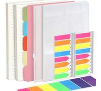 FANDAMEI A5 6-hole Refillable Notebook Accessories Set - 2 Pack Lined Paper + 5 Pcs A5 Dividers + 460 Pcs Note Flags Index Tabs + Zipper Pockets/ 3 Binder Pocket for A5 Refills Inserts Paper