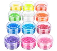 FANDAMEI Arts & Crafts Glitter Powder, 12 Colors Extra Fine Glitter, Body Cosmetic Glitter for Face Eye Hair Makeup, Acrylic Nail Glitter for Nail Art, Fine Glitter for Crafting Card, Vibrant