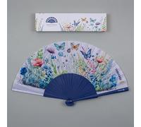 Fandango Hand held wooden manual folding fan with box - Keep Cool - Meadow - Classy fashion accessory, manual fan, birthday gift for her, butterfly, wedding, flowers, menopause, hot flush, wedding