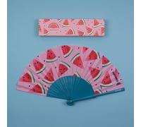 Fandango Hand held wooden manual folding fan with box - Keep Cool - Watermelon - fun, rave attention seeking fashion accessory, hen do, menopause, hot flush, holiday