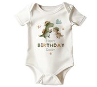 Fandango Happy Birthday Daddy Babygrow Sleepsuit Bodysuit 1st Birthday as my Daddy New Dad Gift Birthday Boy Newborn Baby Dada Dad (white, 3-6 Months)