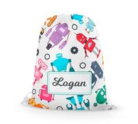 Fandango Personalised Premium Drawstring Bag MultiColoured Robots PE Gym Kit School P.E Kids Sport Rucksack