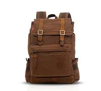 FANDARE 15.6" Laptop Backpack Classic Wear-Resistant Canvas Backpack, Brown, L, Leisure Backpack