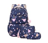 FANDARE 3-in-1 Backpack Set for Women Large Capacity Water-Resistant Oxford Rucksack Multi-Compartment Travel School Bag with Luggage Strap & Padded Shoulder Straps for Commuting Dark Blue