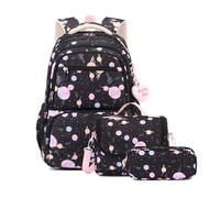 FANDARE 3-in-1 Backpack Set for Women Large Capacity Water-Resistant Oxford Rucksack Multi-Compartment Travel School Bag with Luggage Strap & Padded Shoulder Straps for Commuting Black