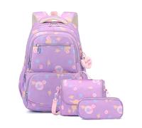 FANDARE 3-in-1 Backpack Set for Women Large Capacity Water-Resistant Oxford Rucksack Multi-Compartment Travel School Bag with Luggage Strap & Padded Shoulder Straps for Commuting Purple