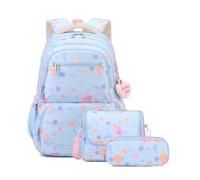 FANDARE 3-in-1 Backpack Set for Women Large Capacity Water-Resistant Oxford Rucksack Multi-Compartment Travel School Bag with Luggage Strap & Padded Shoulder Straps for Commuting Light Blue