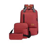 FANDARE 3-Piece Business Backpack Set for Men Women Waterproof Lightweight Rucksack with Multiple Pockets Laptop Daypack for Work College Commuting Office & Weekend Red