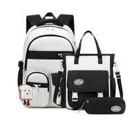 FANDARE 3 - Piece Set Student Backpack for Kids (Ages 5-20) Middle High Students School Bag Bookbag with Crossbody Handbag & Pencil Case for Teens Boys Girls College Travel Daypacks Black