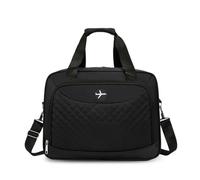 FANDARE 32L Travel Tote Bag Women Men Carry On Handbag Weekender Bag | Quilted Shoulder Bag Cabin Duffle Handbag with Trolley Sleeve fit 15.6 Inch Laptop for Underseat Ryanair Sports Gym Black