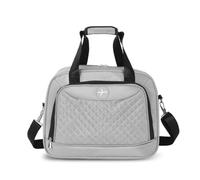 FANDARE 32L Travel Tote Bag Women Men Carry On Handbag Weekender Bag | Quilted Shoulder Bag Cabin Duffle Handbag with Trolley Sleeve fit 15.6 Inch Laptop for Underseat Sports Gym Light gray