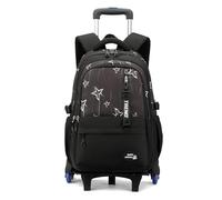 FANDARE 35L Detachable Wheeled Backpack 2-in-1 Students School Bag 6-Wheel Rolling Laptop Roller Cases Carry-on Daypacks with Multiple Compartments Large Travel Backpack Black Five-Pointed Star