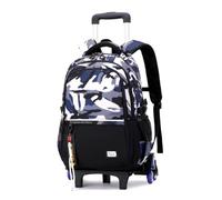 FANDARE 35L Kids Rolling Backpack School Backpack with 6 Wheels for Teen Rolling School Bag Roller Bookbag Carry-on 6-wheel Letters Travel Backpacks for Boys Girls Camouflage Blue