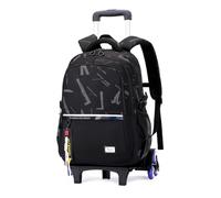 FANDARE 35L Kids Rolling Backpack School Backpack with 6 Wheels for Teen Rolling School Bag Roller Bookbag Carry-on 6-wheel Letters Travel Backpacks for Boys Girls Black B