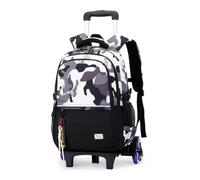 FANDARE 35L Kids Rolling Backpack School Backpack with 6 Wheels for Teen Rolling School Bag Roller Bookbag Carry-on 6-wheel Letters Travel Backpacks for Boys Girls Camouflage Gray