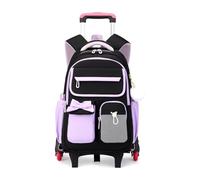 FANDARE 35L Wheeled Backpack with 6 Wheels Waterproof Oxford Fabric Rucksack for Teenage Girls Secondary School 15.6 Inch Laptop Rolling Bag for Women Students Purple