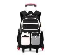FANDARE 35L Wheeled Backpack with 6 Wheels Waterproof Oxford Fabric Rucksack for Teenage Girls Secondary School 15.6 Inch Laptop Rolling Bag for Women Students White