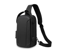 FANDARE Anti-Theft Men Sling Bag Crossbody Chest Messenger Pack with USB 180-degree Opening Shoulder Carry Pouch Body Wallet Waterproof Waist Pack for Hiking Cycling Outdoor Travel Daypacks Black