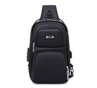 FANDARE Anti-Theft Men's Sling Crossbody Bag Chest Bag One Shoulder Strap Travel Weekend Business Crossover Daypack with USB Charging Port Office Hiking Biking College Cover Pack Polyester Black