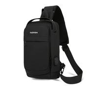 FANDARE Anti-Theft Men's Top-Handle Bags Sling Shoulder Backpack Personal Flex Bag for Men Chest Bag with USB Crossbody Chest Daypack for Hiking Cycling Outdoor Travel Polyester Black