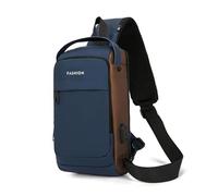 FANDARE Anti-Theft Men's Top-Handle Bags Sling Shoulder Backpack Personal Flex Bag for Men Chest Bag with USB Crossbody Chest Daypack for Hiking Cycling Outdoor Travel Polyester Blue Gold