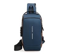 FANDARE Anti-Theft Sling Bag Business Men Bag Chest Crossbody Bags with USB Charging Port Waterproof Small Backpack for Outdoor Work Hiking Running Sport Travel Bag Blue