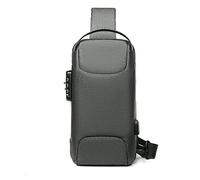 FANDARE Anti-Theft Sling Bag Business Men Bag Chest Crossbody Bags with USB Charging Port Waterproof Small Backpack for Outdoor Work Hiking Running Sport Travel Bag Sports Car Styling Green Gray