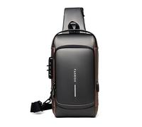 FANDARE Anti-theft Sling Bag Business Men Bag Chest Crossbody bags with USB Charging Port Waterproof Small Backpack for Outdoor Work Hiking Running Sport Travel Bag Gray Brown