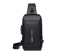 FANDARE Anti-theft Sling Bag Business Men Bag Chest Crossbody bags with USB Charging Port Waterproof Small Backpack for Outdoor Work Hiking Running Sport Travel Bag Black