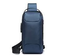 FANDARE Anti Theft Sling Bag Men Women, Chest Crossbody Bags with USB Charging Port, Men's Chest Bag, Waterproof Crossbody Shoulder Bag Sling Backpack for Hiking Cycling Running Travel Blue