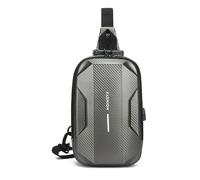 FANDARE Anti-Theft Sling Bag Men's Chest Pack Waterproof EVA Crossbody Bags with USB Boys Shoulder Bag Outdoor Travel Body Bag One-Strap Backpack Personal Flex Bag for Hiking Cycling Daypack Grey