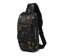 FANDARE Anti-Theft Sling Bag New Men Crossbody Bag Women Chest Pack with USB Charging Port Reflective Stripe Shoulder Bag for Cycling Camping Riding Hiking Daypacks Waterproof Polyester Camo A