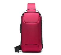 FANDARE Anti-Theft Sling Chest Bag Men Women Shoulder Crossbody Backpack with USB Charging Port Large Casual Daypacks for Outdoor Travel Work Hiking Running Indoor Activities Durable Red