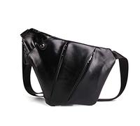 FANDARE Anti-Theft Sling Chest Pack for Men Genuine Leather Crossbody Shoulder Bag Segmented Crossover Backpack Business Travel Cycling Camping Hiking One Strap Backpack Daypack Waterproof Black