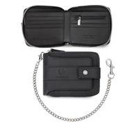 FANDARE Anti-Theft Wallet for Men RFID Blocking Zippered Leather Billfold Bifold Cardholder with 13 Card Holder & ID Window & Coin Compartment Wallets for Business/Travel/Daily Use Purse Black