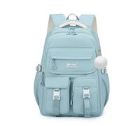 FANDARE Backpack for Teenagers Large Capacity School Travel Bag with Plush Pendant Waterproof 25L Casual Daypack for 4-9 Grade Students Daily Commute Outdoor Trips Blue